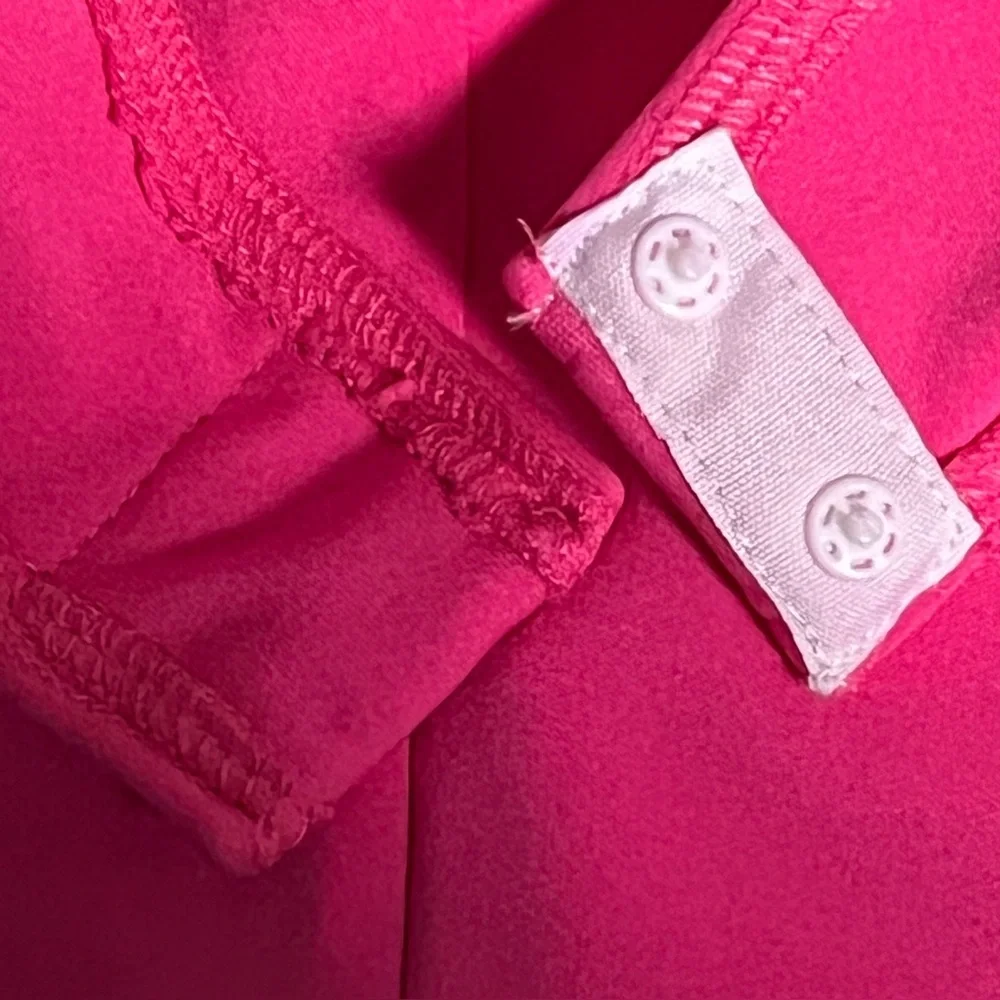 Shein Vibrant chic Hot Pink long sleeve twist front cutout snap closure bodysuit - Picture 6 of 8